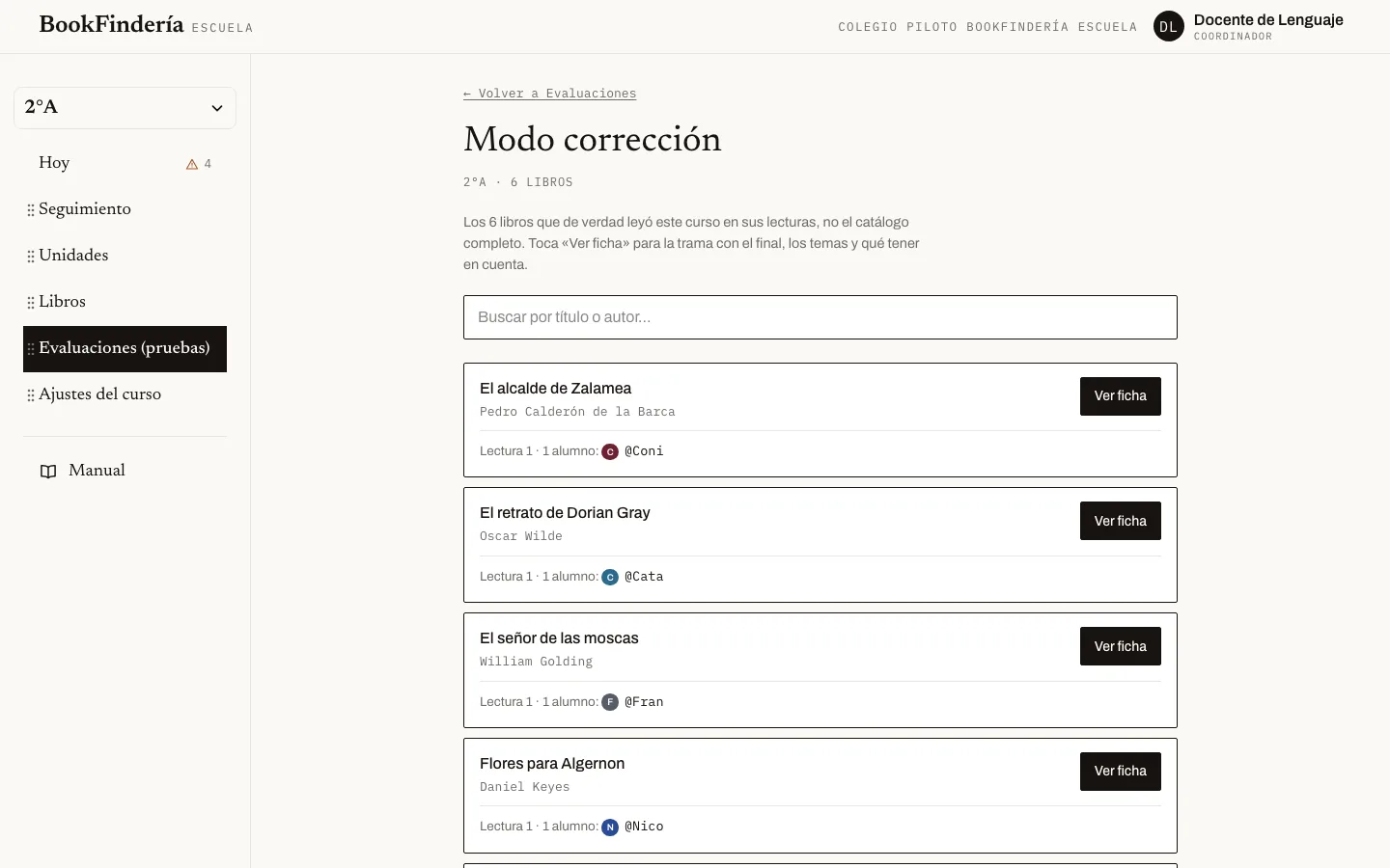 La pantalla de «Corregir con el Modo corrección», con los pasos numerados.