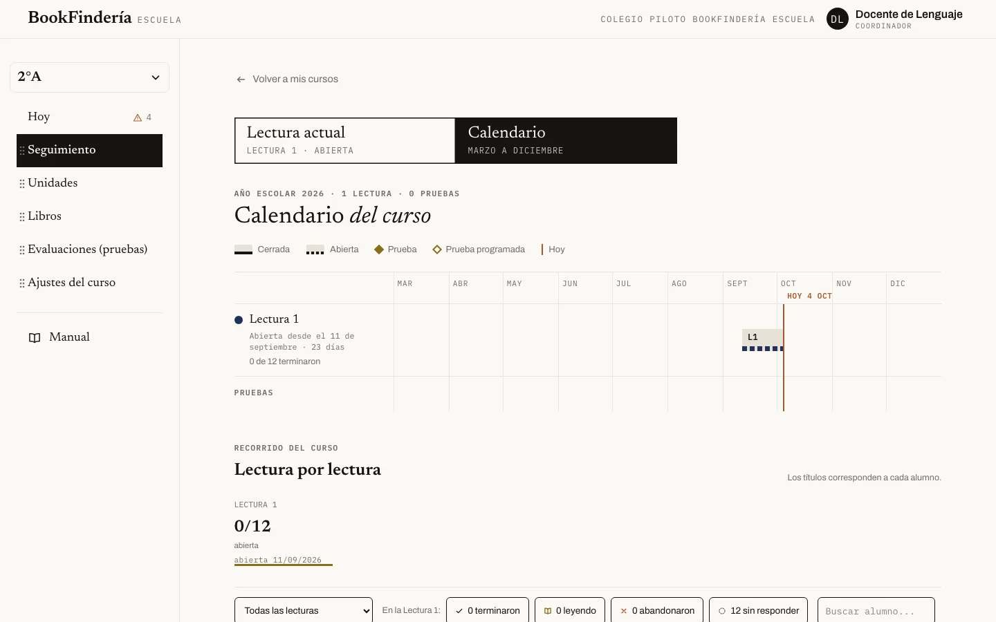 La pantalla de «Ver el año en el Calendario», con los pasos numerados.